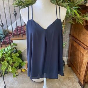 Metaphor Retro Remix Strappy Back Tank Size L Navy Blue Silky Casual Spring Airy